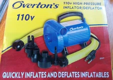 OVERTONS 110 V HIGH PRESSURE INFLATOR/DEFLATOR BOAT CAMPING AIR SLEEP MATRESS