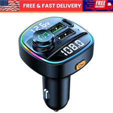 Bluetooth 5.0 Car Wireless FM Transmitter Adapter USB PD Charger AUX Hands