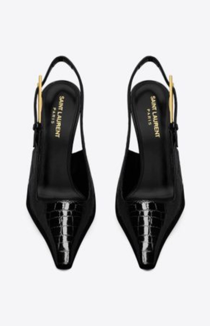 Saint Laurent Crocodile Lee Slingback Pumps Size 7.5 New