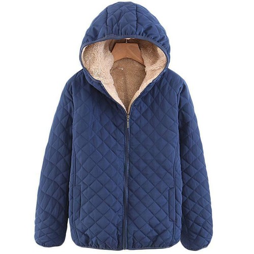 Giacca trapuntata invernale sherpa foderata in pile cappotto caldo zip con tasche - Foto 14 di 16