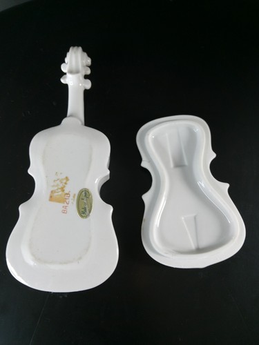 Caja de baratija de instrumentos de viola de porcelana vintage hecha en Japón - Imagen 11 de 16