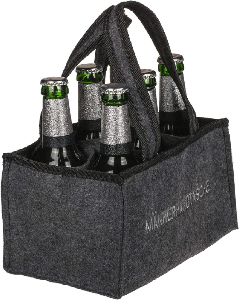 Männerhandtasche Bier Herrenhandtasche aus Filz mit 6 Fächern für Bierflaschen - Bild 2 von 2