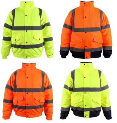 MENS BLACKROCK HI VIS VIZ VISIBILITY PADDED BOMBER JACKET WINTER REFLECTIVE WORK
