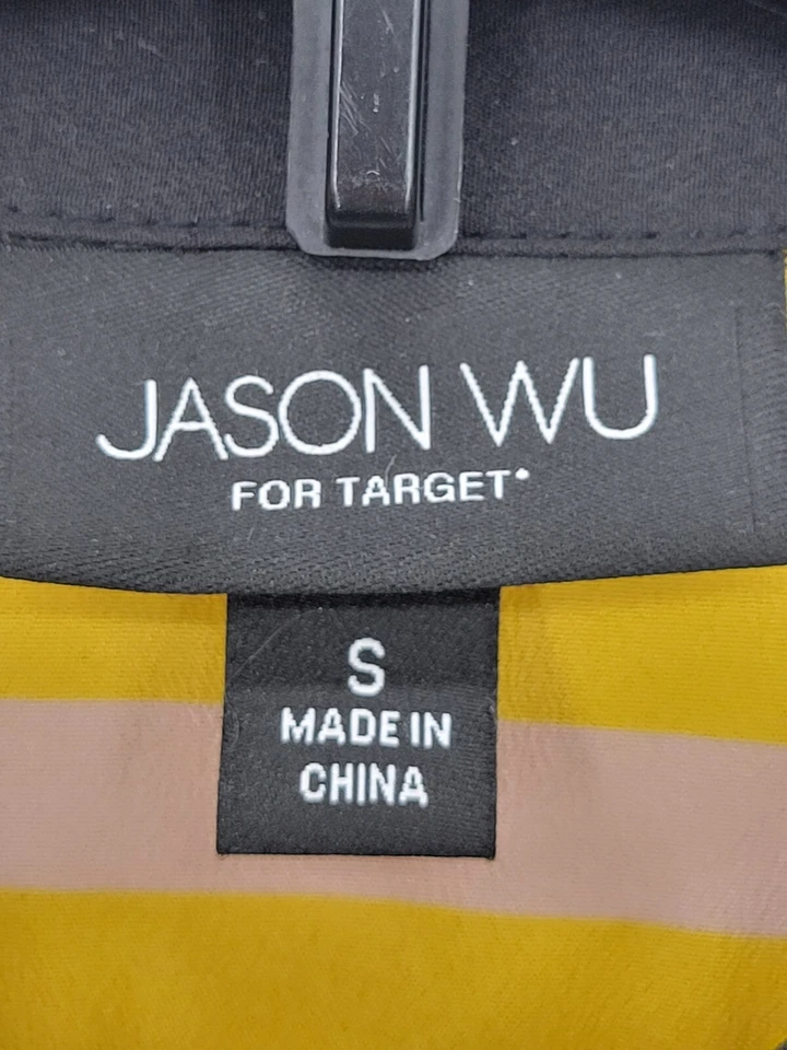 Vestido feminino Jason Wu para Target pequeno rosa listra preta plissada com cinto anos 70 - Imagem 3 de 4