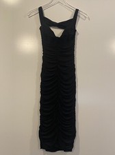 NWT Ruby Sees Australia Designer Womens Black Mesh Ruched Bodycon Dress Size 10