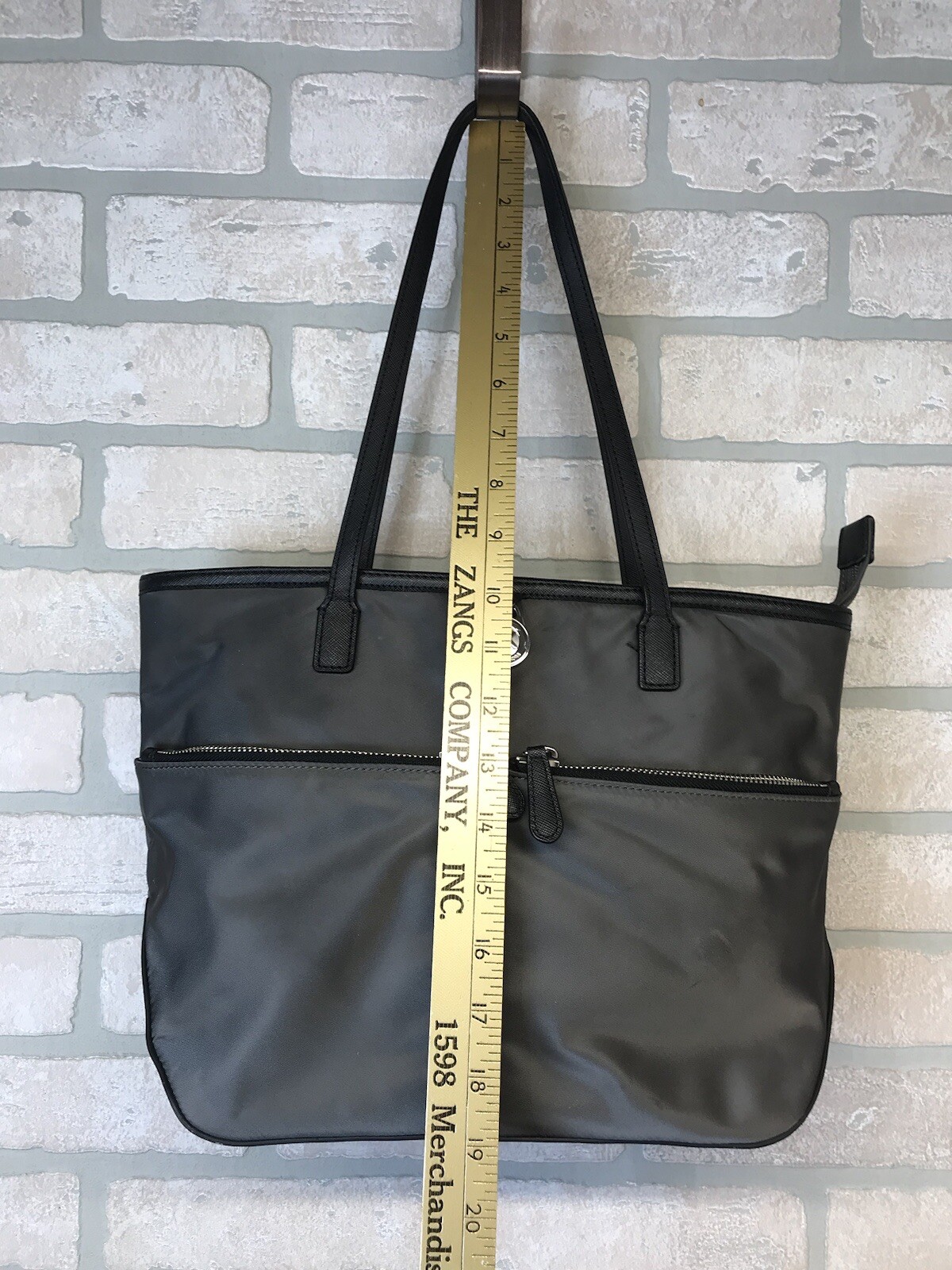 Michael Kors Handbag Gray Graphite Nylon Kempton Zip Top Travel Tote Bag Purse