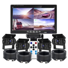 7" Quad Monitor Screen Car Backup Camera Rear View for Truck Bus Trailer Reverse