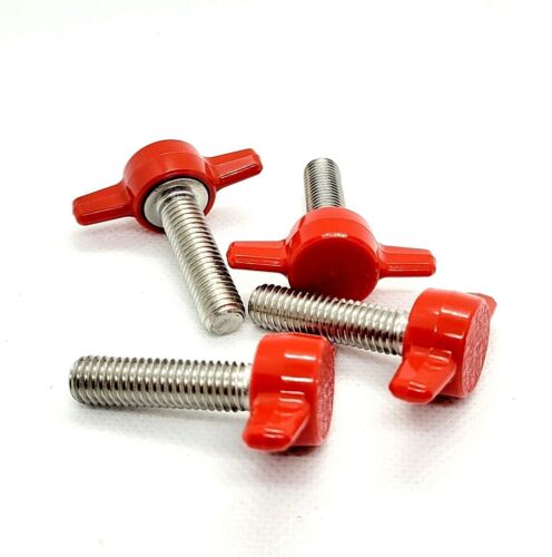 3/8" Thumb Screw T Bolts Red Butterfly Tee Wing Plastic Knob Stainless 4-12 Pack - Picture 1 of 18