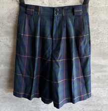 Vintage Giorgio Sant  Angelo Blue Tartan Plaid Merino Wool Pleated Shorts Size 10