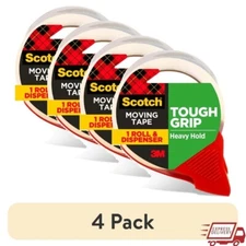 Tough Grip Packaging Tape Dispenser 4 Pack Heavy Duty Moving Tape Rolls New