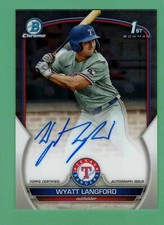 2023 BOWMAN DRAFT CHROME WYATT LANGFORD AUTO 1ST PROSPECT #CDA-WL RANGERS