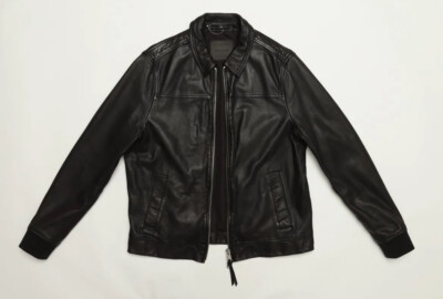 ジャケット・アウター ALLSAINTS leather Jacket AllSaints Vieno Mens Leather Jacket Size XL X-Large in Black