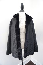 Peter Mark New York Black Rabbit Fur Reversible Hooded Winter Coat 14