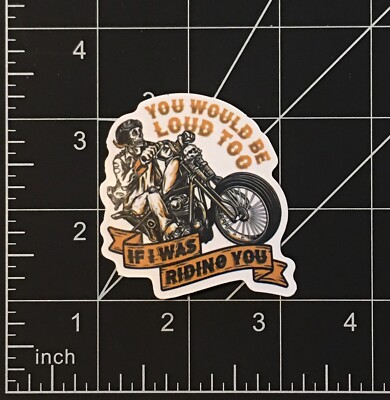 Skeleton Motorcycle - Vinyl Sticker You Would Be Loud Too If I Was Riding You