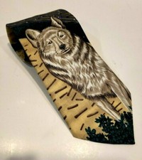Vintage Wolf Country 1997 Necktie Marc Dennis Mens Tie Animal Tracks Made in USA