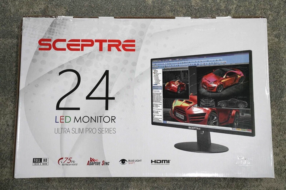 Sceptre E249W-19203R 24-inch FHD LED Gaming Monitor 2X HDMI VGA 75Hz Build - Image 2 of 2