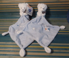 N01 / lot 2 doudous ours mouchoir bleu sweet dreams lapin MOTS D'ENFANTS neuf