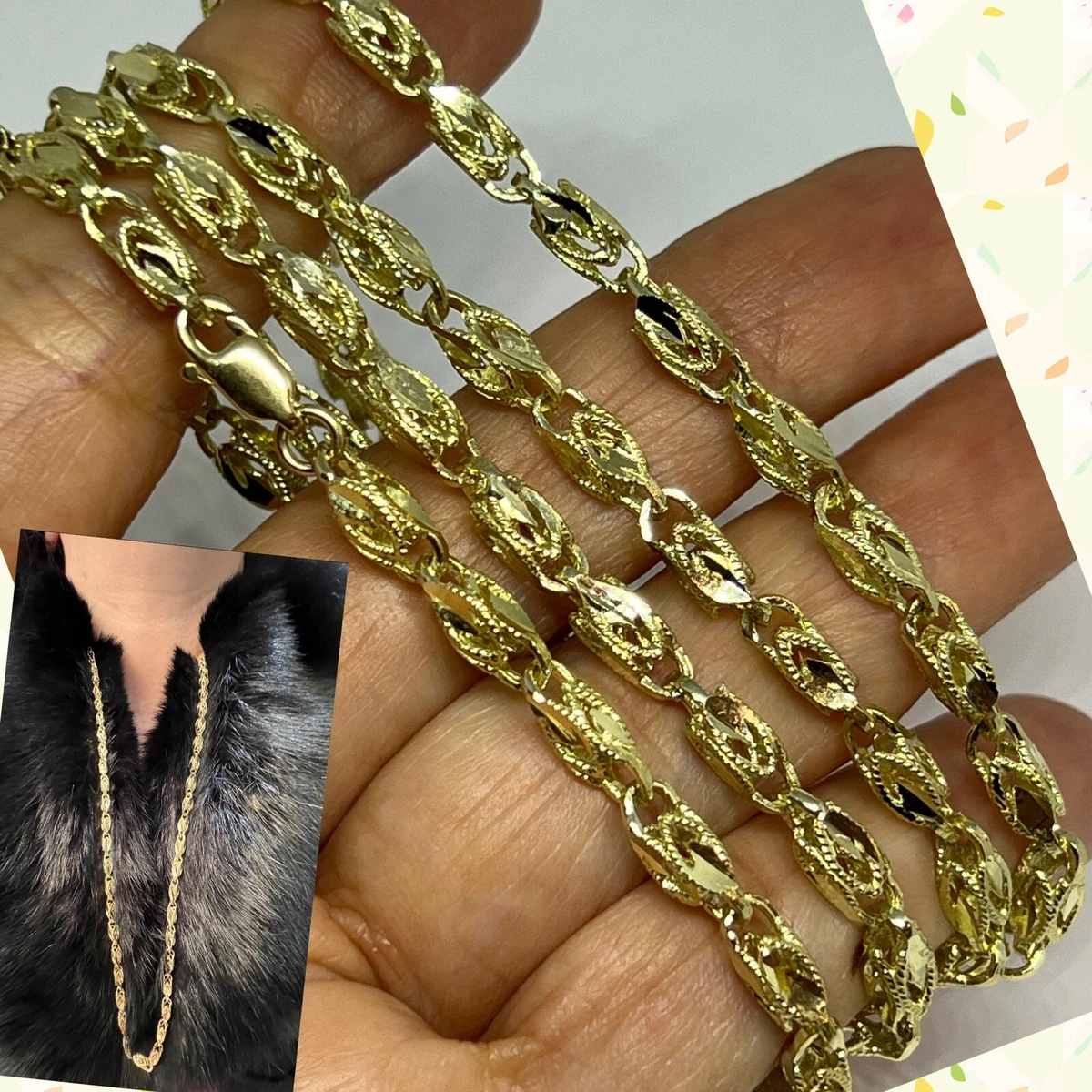GoLD Turkish Chain link 10K necklace designer solid 30g 3.9mm 28