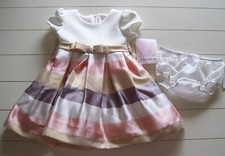 Bonnie Baby 2 Pc Ivory Peach Gold Party Wedding Holiday Dress  Bloomers 18M 24M