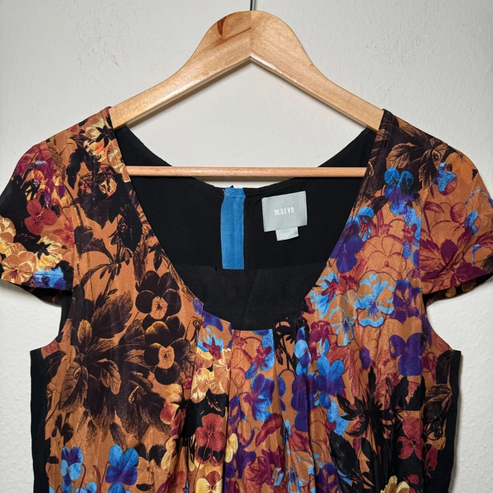 Vestido Maeve Anthropologie Para Mujer Pequeño Pequeño Multicolor Pintura Seda Mini Floral Foto 3 de 4