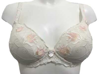Ivory & Pink Bra Underwired Padded Floral lace Removable pads Change Lingerie