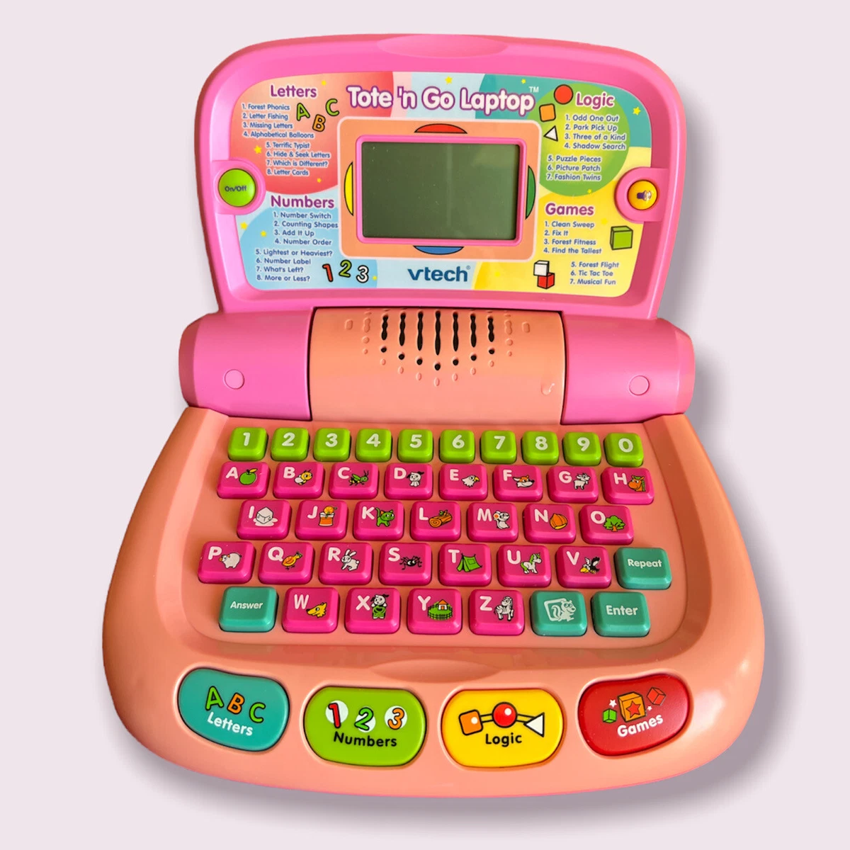 Vtech Tote 'n Go Laptop Pink Kids Educational Computer Learning -WORKS!