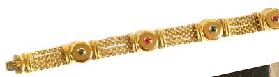 ''TABBAH'' 18K GOLD  BRACELET RUBBIS SAPPHIRE CABOCHON 