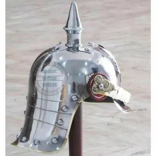 Armadura de cuero Spike Casco alemán Pickelhaube casco prusiano WW1 disfraz r...