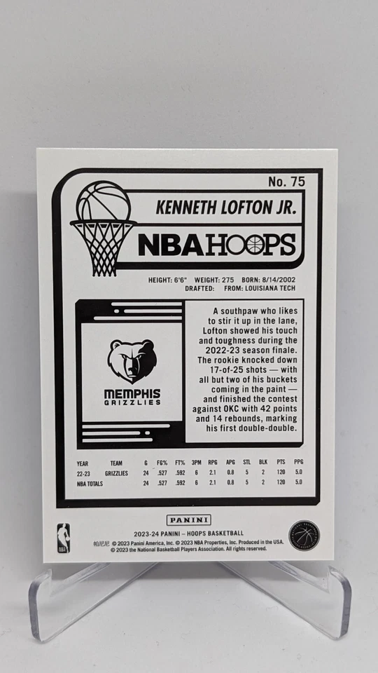 2023-24 NBA Hoops Kenneth Lofton Jr Orange Explosion Holo #/25 #75 - Image 2 of 2