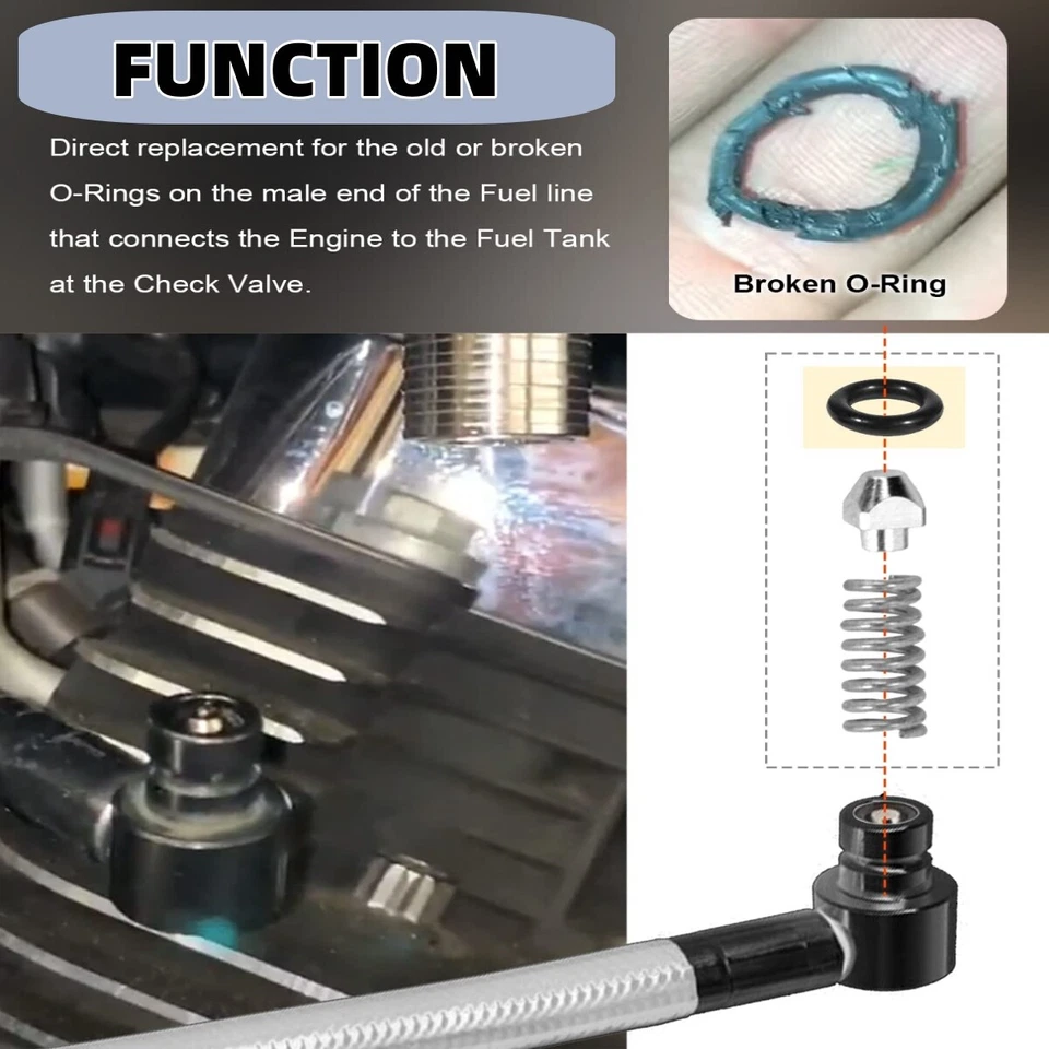 10PCS Replacement Fuel Line Male End O-Ring for Harley-Davidsons 2001+ MC600-5 - Image 2 of 4