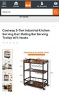 Costway 3 Tier Industrial Kitchen Bar Serving Cart with wooden frame and wheels