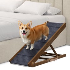 Adjustable Dog Ramp for Bed - Foldable Wooden Ramp for Dogs to Get on Bed, Co...