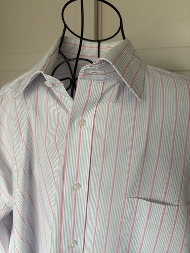Thomas Nash Men's Blue Snd Pink Striped Shirt XL 44 Cms 17.5 Collar - 第 2/8 張圖片