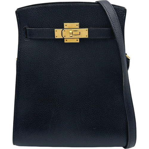 HERMES Kelly Sport MM Black Shoulder Bag X Stamp #OKB604