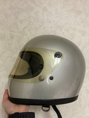 BELL STAR II Vintage Helmet Silver 60cm Size L with Clear Shield