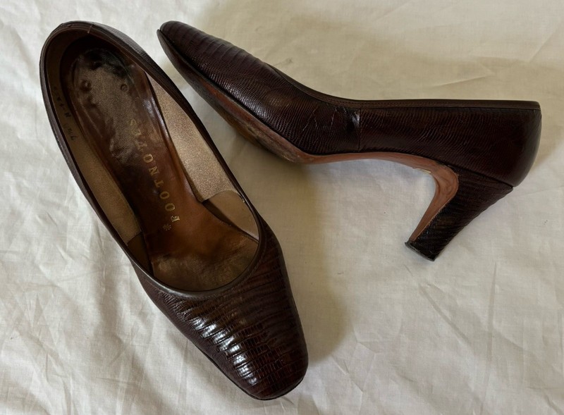 Vtg 50s 60s Footnotes Brown Lizard Pumps Heels Size 7.5 ~