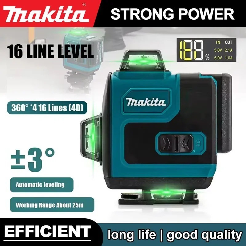 New Makita High-Precision 16-Line 360 Horizontal Vertical Cross Level Green Ligh