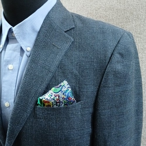 Jos A Banks Silk Wool Casual Sport Coat Men's 40R Blue Gray Windowpane Plaid - Picture 7 of 15
