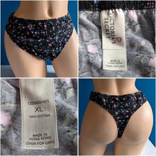 1990s Vintage Victoria s Secret 100 Cotton Thong Panties XL FLORAL 1999/Y2K