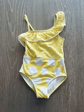 Girls Cat Jack Yellow Polka Dot One Piece Swimsuit Size Small 6/6x