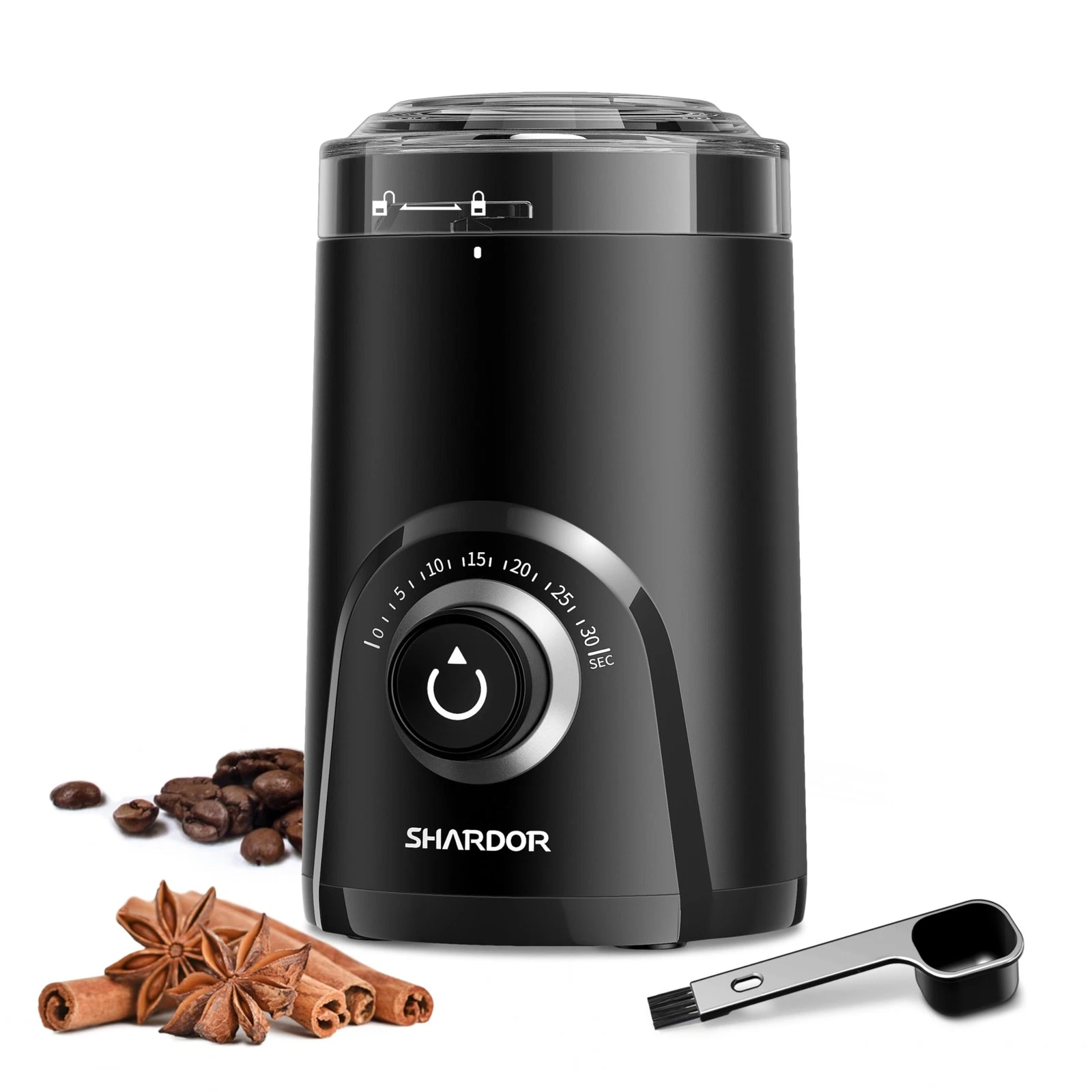 Grinder Electric 70g Capacity Visual Timing Knob Black CG0802 Coffee SHARDOR