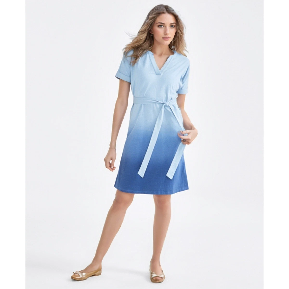 knee length dresses for ladies Green Linen Belted Midi Dress – JO+CO