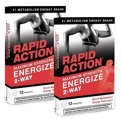 Rapid Action ENERGIZE 2-Way Max Strength Energy Support 12ct Tablets - 2 Packs