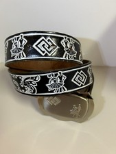 VTG Leather Square Dancing Couple Black Tooled Belt With Buckle Size 40 Justin