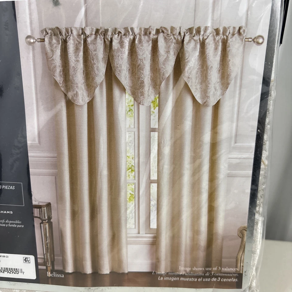 Waterford Belissa Three Cascade Valances 40x25” CNBLSA W108C3 Champagne Silver - Image 3 of 4