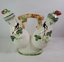 Vintage Relco Ceramic Oil & Vinegar Cruet Unmarked Strawberries AS IS 