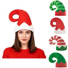 1Pc Adults Kids Unisex Christmas Elf Hat Costume Striped Hat Party Xmas Holiday