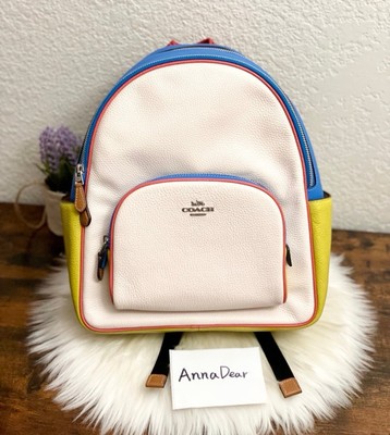 NWT Coach Court Backpack In Colorblock CJ597 Chalk Multi | eBay
