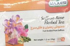 Majlesi Saffron Rose Herbal Tea 14-Count Full Body Pure Saffron