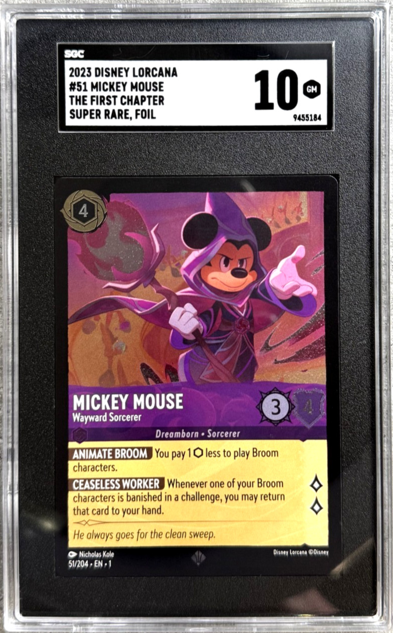 Disney Lorcana Mickey Mouse Foil SR SGC 10 Gem The First Chapter 51/204 2023 (1)
